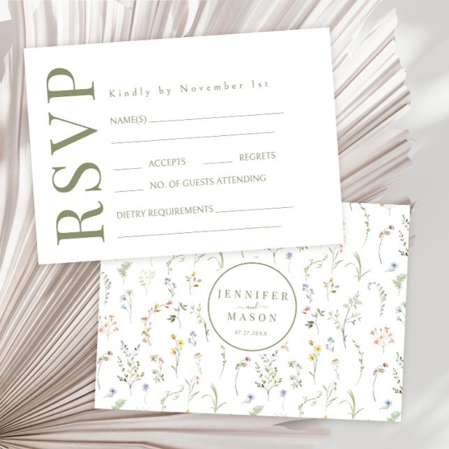 Cartas RSVP de Boda de Flor Silvestre Meadow Flora (Subido por el creador)