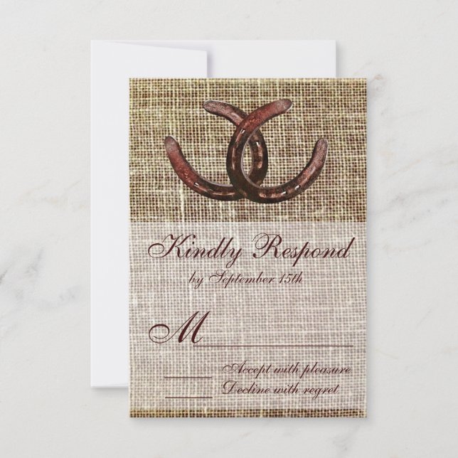 Cartas RSVP de Boda de impresión Rústica de herrad (Anverso)