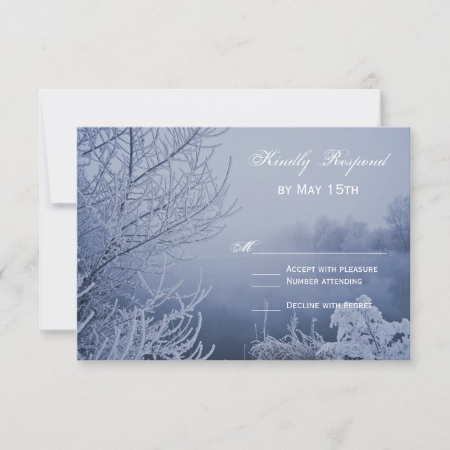 Cartas RSVP de Boda de Invierno de Hielo Snow Lake (Anverso)