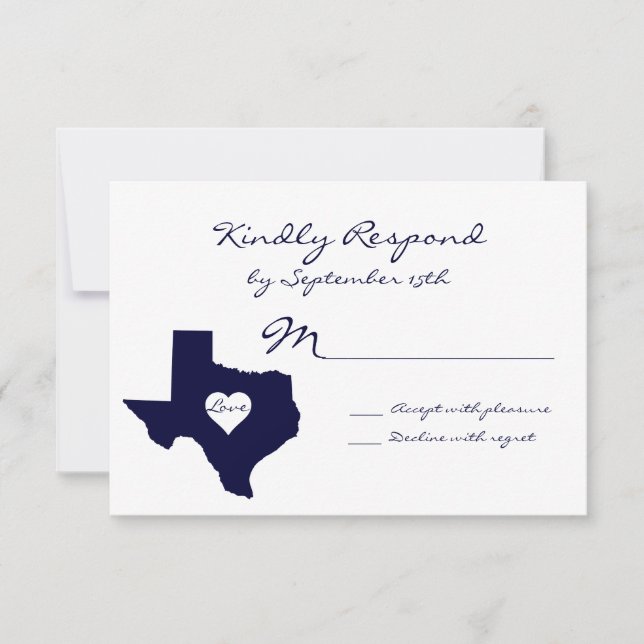 Cartas RSVP de boda de la Marina Temática de Texas (Anverso)