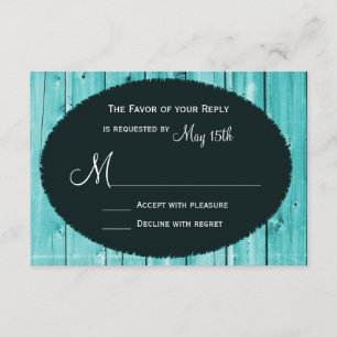 Cartas RSVP de Boda de Madera de Barn Verde azulad