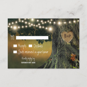 Cartas RSVP de Boda de roble de abuelo tallado
