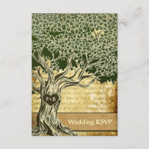 Cartas RSVP de Boda de roble de campo