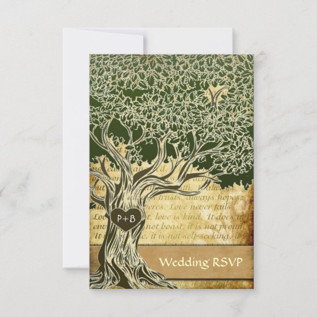 Cartas RSVP de Boda de roble de campo (Anverso)