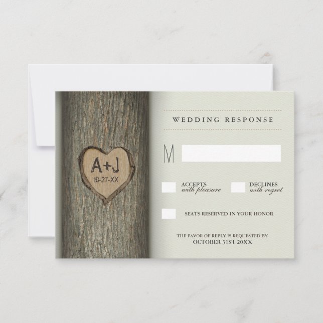Cartas RSVP de Boda de roble de roble de inicio ta (Anverso)