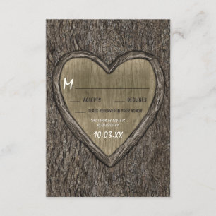 Cartas RSVP de Boda de roble rústico en el país