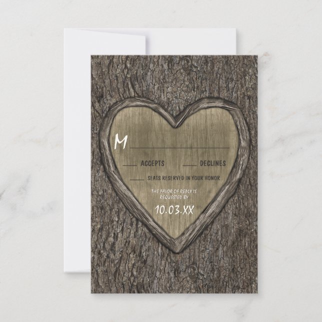 Cartas RSVP de Boda de roble rústico en el país (Anverso)