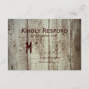 Cartas RSVP de Boda de Tipografía de Madera de Bar