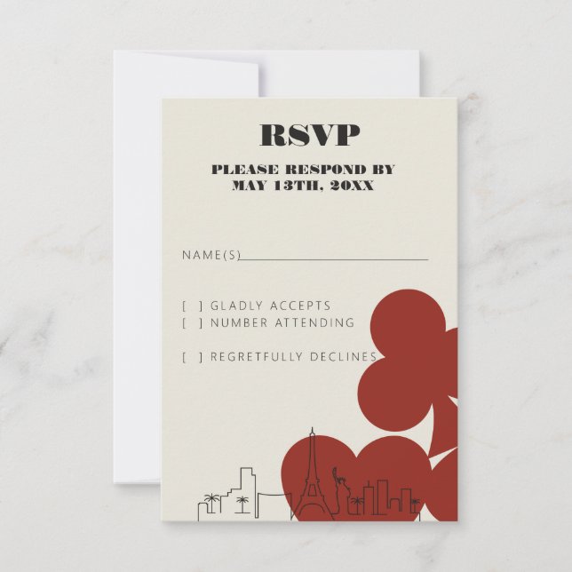 Cartas RSVP de Boda en el Skyline Casino de Las Ve (Anverso)