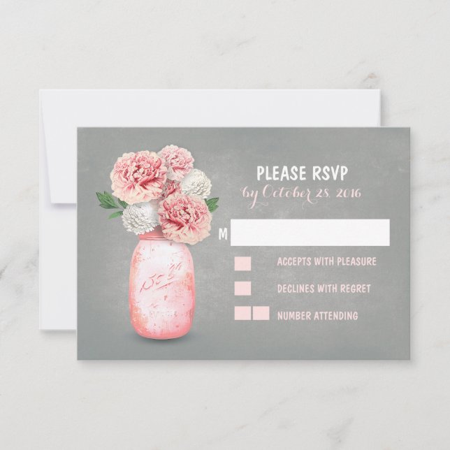 Cartas RSVP de boda lindo casamiento con tarro de  (Anverso)