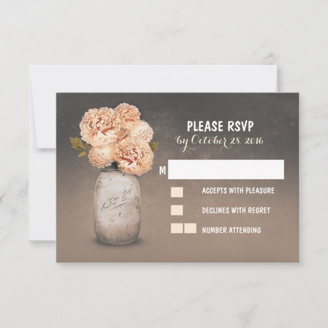 Cartas RSVP de boda lindo casamiento con tarro de  (Anverso)