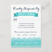Cartas RSVP de boda náutica en el mar