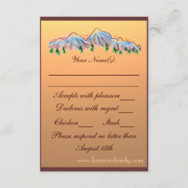 Cartas RSVP de boda otoñal con tema de montaña