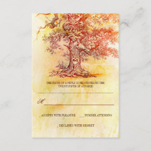 cartas RSVP de boda rústica de árbol de otoño