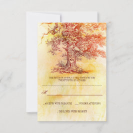 cartas RSVP de boda rústica de árbol de otoño