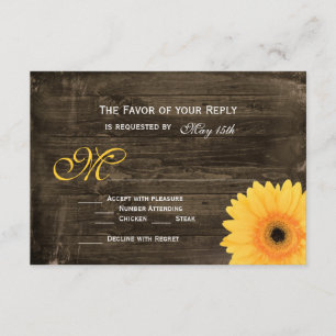 Cartas RSVP de Boda Rustica de Boda Amarilla de Ma