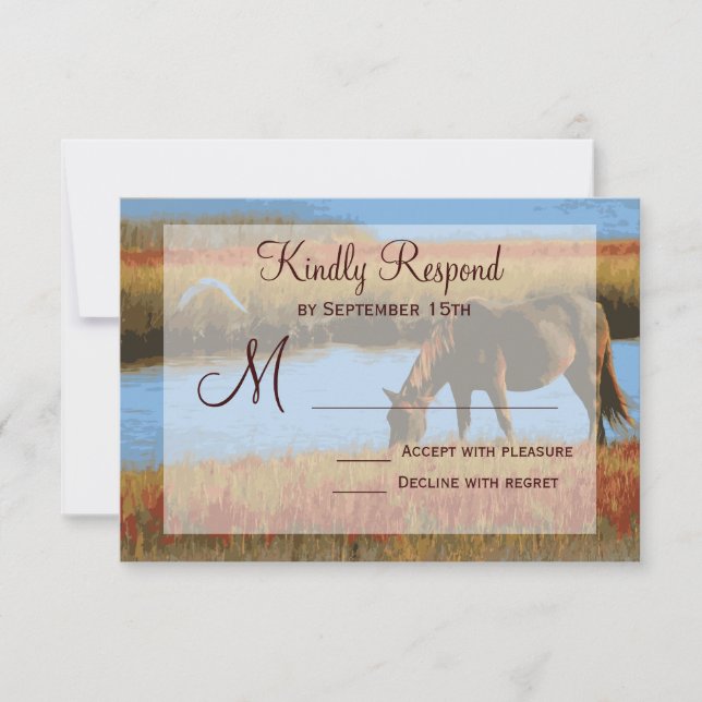 Cartas RSVP de Boda Rustica de Caballo de Otoño (Anverso)