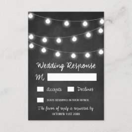 Cartas RSVP de Boda Rústica de Chalkboard y Luces