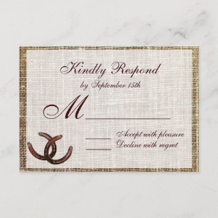 Cartas RSVP de boda rústica de herradura en el paí