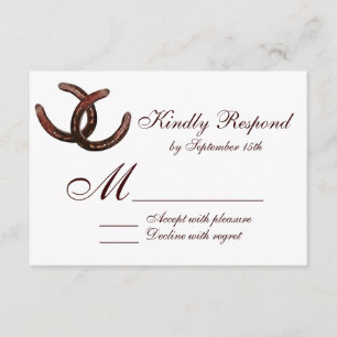 Cartas RSVP de boda rústica de herradura en el paí