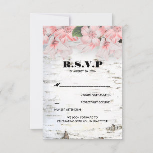 Cartas RSVP de Boda Rústica de la Barca Birch
