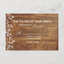 Cartas RSVP de Boda Rústica de Madera de Swirl Cou