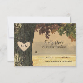 Cartas RSVP de Boda Rústica del País Oak Caídos