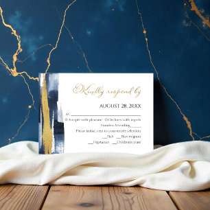Cartas rsvp de bodas abstractas Dorado acuarela