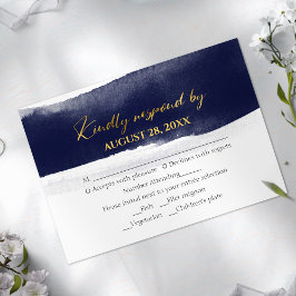 Cartas rsvp de bodas abstractas | Dorado acuarela
