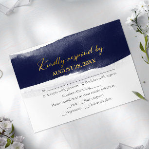 Cartas rsvp de bodas abstractas   Dorado acuarela