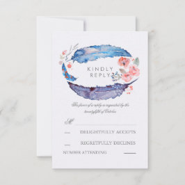 Cartas RSVP de Bohemian Feathers Romantic Wedding
