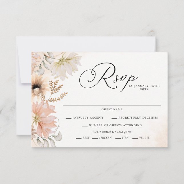 Cartas RSVP de Boho Botanical Wedding (Anverso)