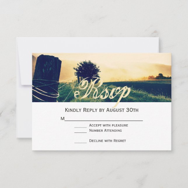 Cartas RSVP de casamiento de campo (Anverso)