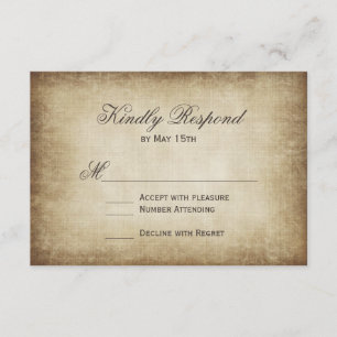 Cartas RSVP de casamiento rústico con papel de cos