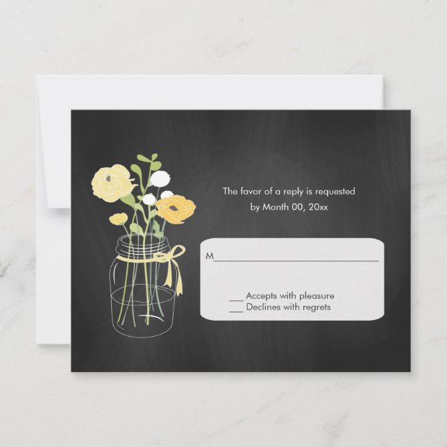 Cartas RSVP de Chalkboard Mason Jar Wedding (Anverso)
