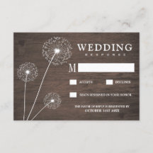 Cartas RSVP de Dandelion Barn Wood Country Wedding