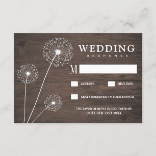 Cartas RSVP de Dandelion Barn Wood Country Wedding