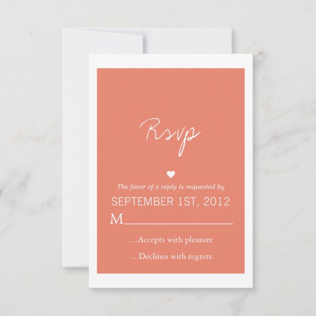 Cartas RSVP de diseño de amor de coral invitan a u (Anverso)