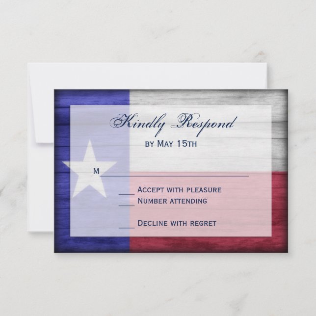 Cartas RSVP de la Bandera Rustica de Texas (Anverso)