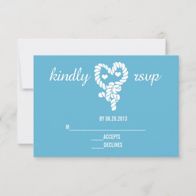 Cartas RSVP de la boda azul Knot (Anverso)