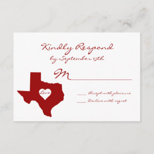 Cartas RSVP de la boda blanca roja del tema de Tex