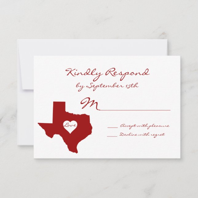 Cartas RSVP de la boda blanca roja del tema de Tex (Anverso)