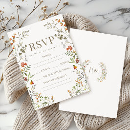 Cartas RSVP de la boda de flor silvestre Rustic Me