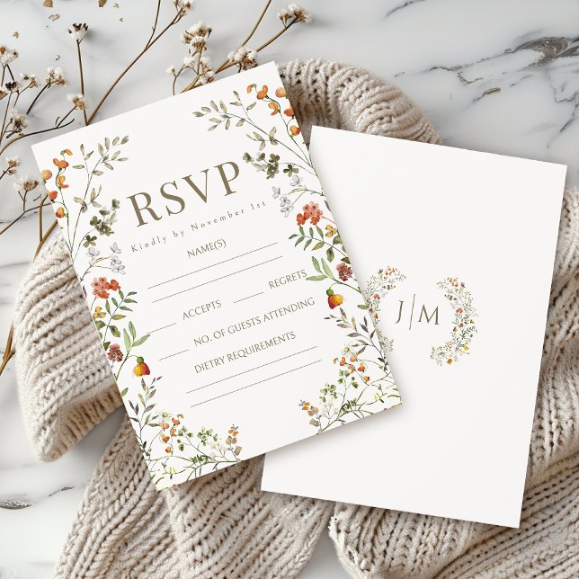 Cartas RSVP de la boda de flor silvestre Rustic Me (Subido por el creador)