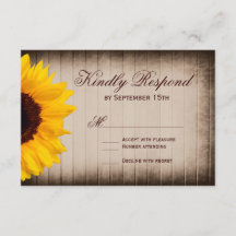 Cartas RSVP de la boda de girasol en el país ruso