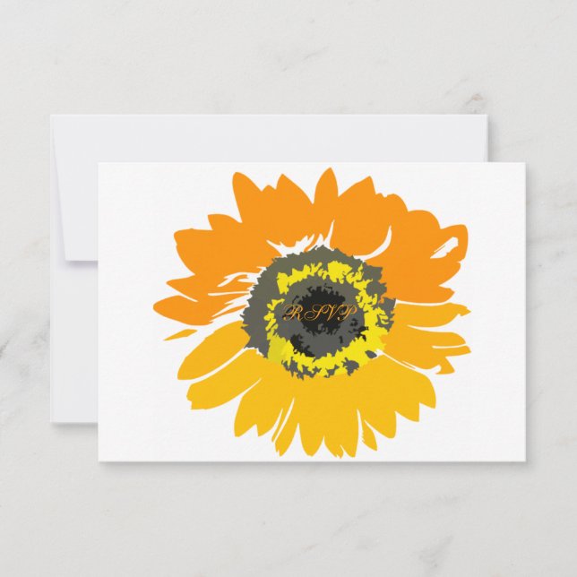 Cartas RSVP de la boda de girasol en el país ruso (Anverso)