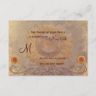 Cartas RSVP de la boda de girasol en el país ruso
