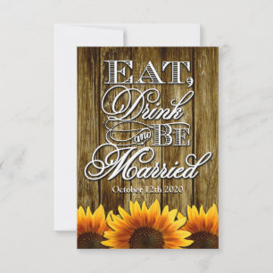 Cartas RSVP de la boda de girasol occidental rusa