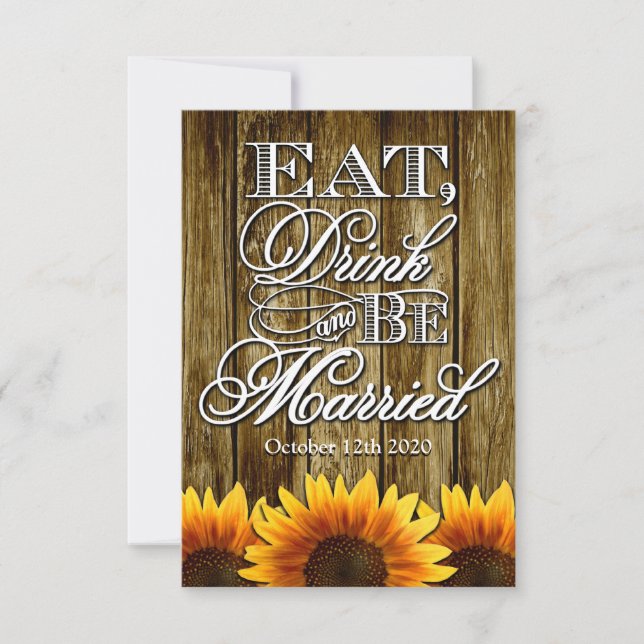 Cartas RSVP de la boda de girasol occidental rusa (Anverso)