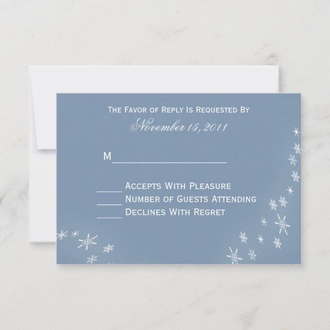 Cartas RSVP de la boda de invierno con copos de ni (Anverso)